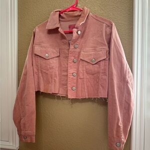 Pink Corduroy Cropped Jacket - Few Stains - M